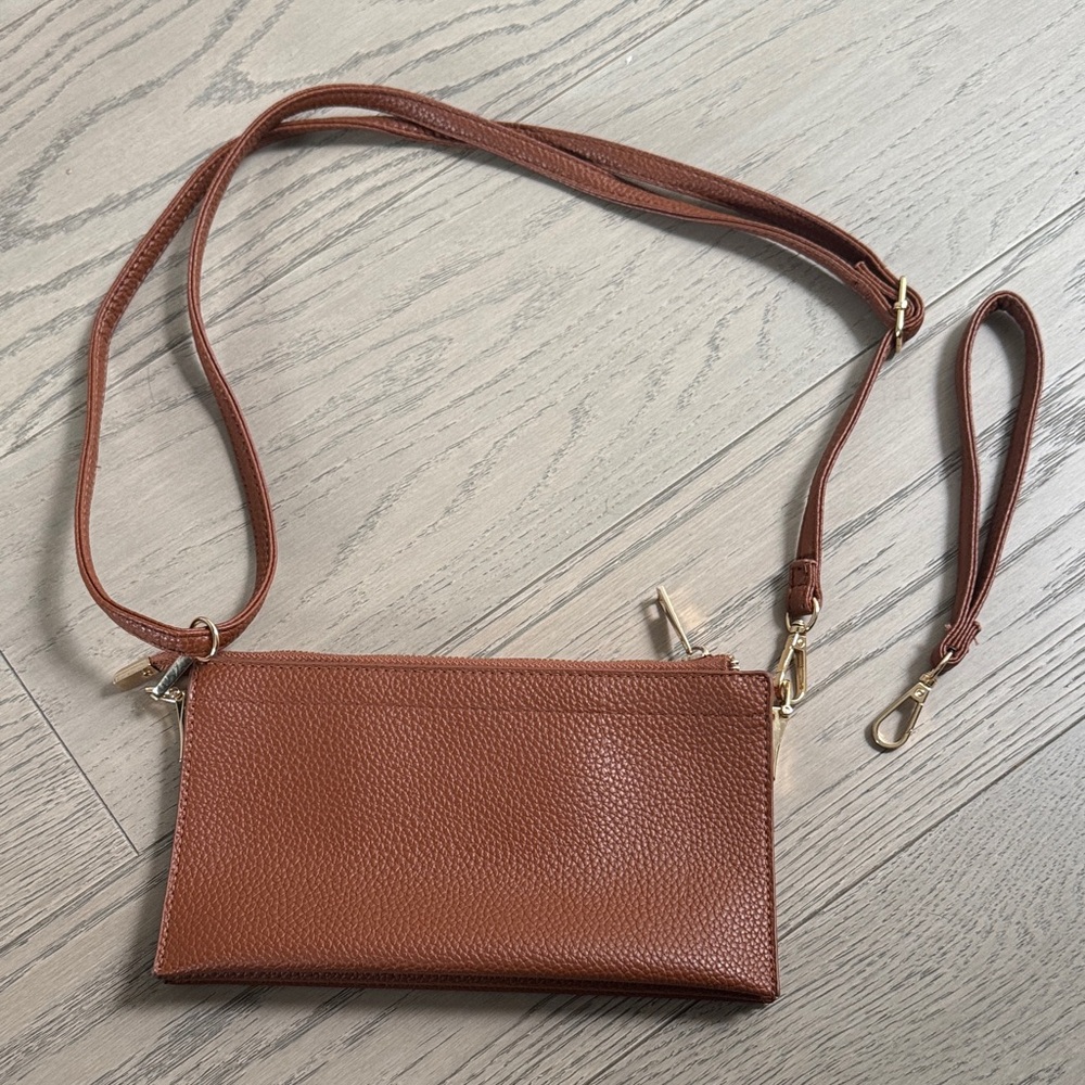 Chic Brown Crossbody Bag with Detachable Strap